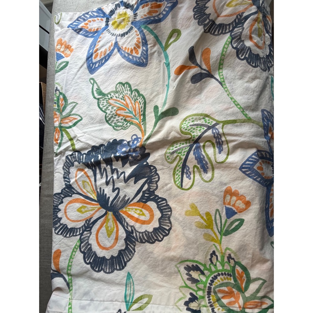 2 The Company Store Floral Pillow Shams King Cotton Navy Orange Yellow Green